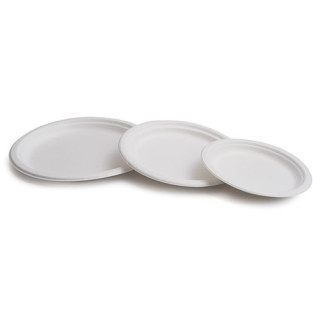 03 Plato Caña Azúcar blanco 15cm (Paquete de 50 uds.)