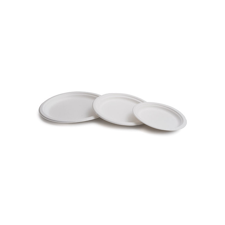 03 Plato Caña Azúcar blanco 15cm (Paquete de 50 uds.)