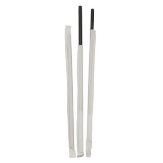 04 Cañita Enfundada Recta Papel Negra 6x200 mm (Paquete de 100 uds.)
