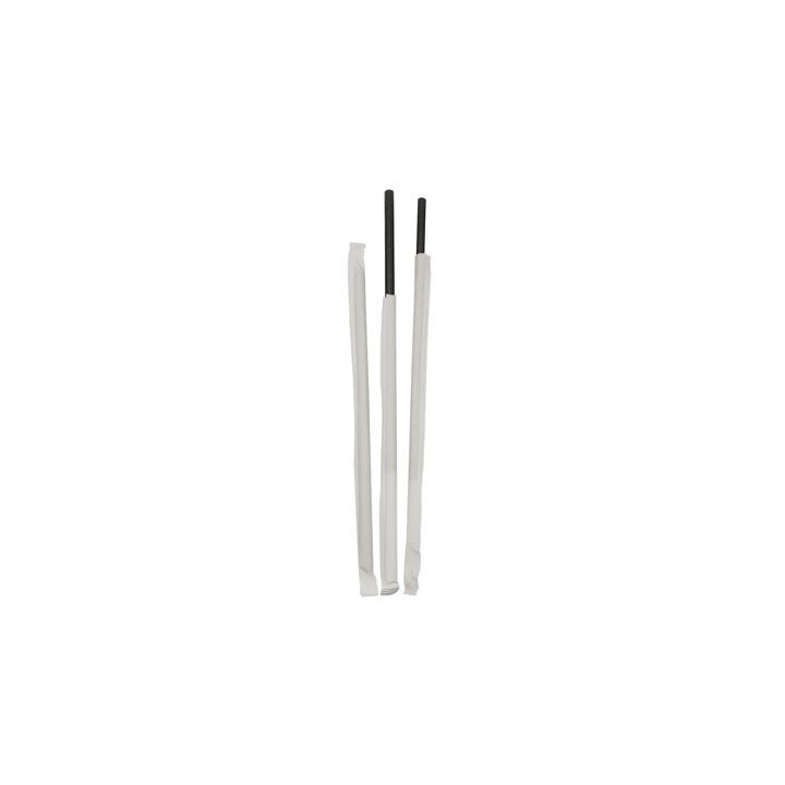 04 Cañita Enfundada Recta Papel Negra 6x200 mm (Paquete de 100 uds.)