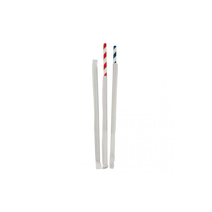 05 Cañita Enfundada Recta Papel Rayas 6x200 mm (Paquete de 100 uds.)
