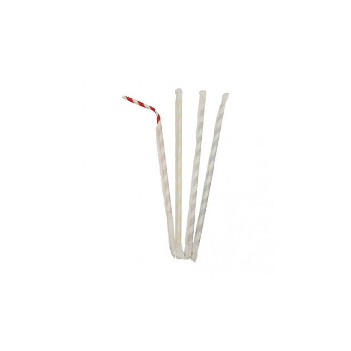 06 Cañita Enfundada Flexible Papel Rayas 6x230 mm (Paquete de 100 uds.)