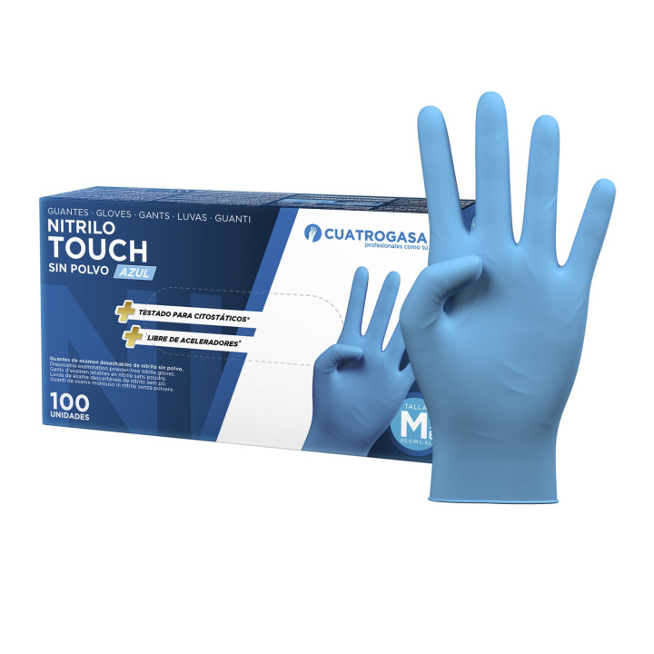 02 Guantes Nitrilo Azul (100 uds.) - M