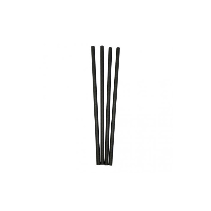 02 Cañita Recta Plástico Reutilizable Negra 6x200 (Paquete de 500 uds.)