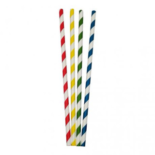 08 Cañita Recta Papel Rayas 6x200 mm (Paquete de 100 uds.)